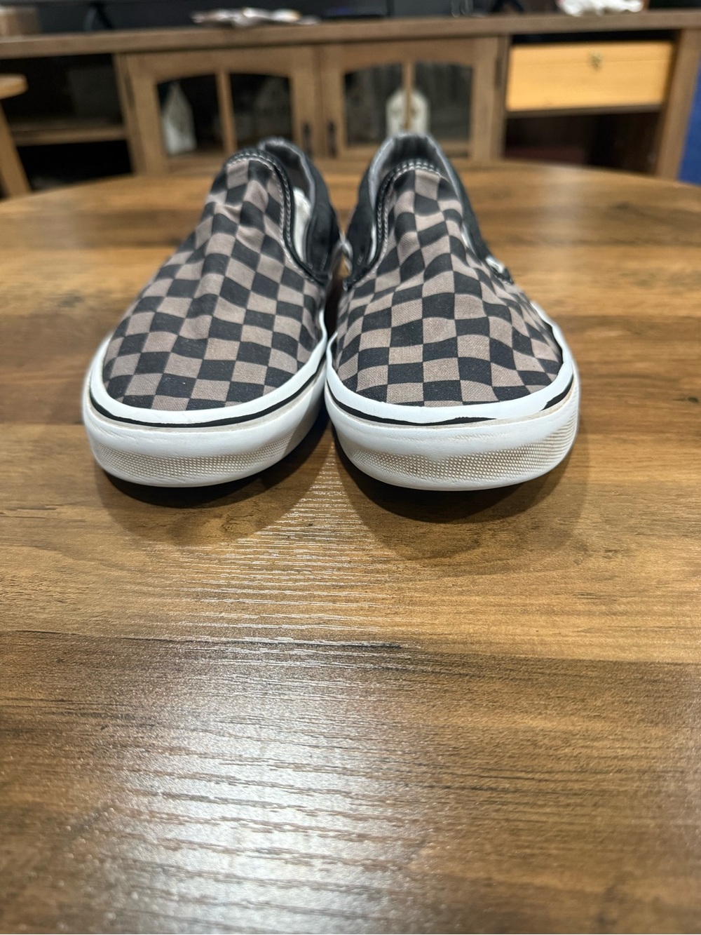 Vans Men's Slip-On Checkerboard Canvas Sneakers - Black & Brown
